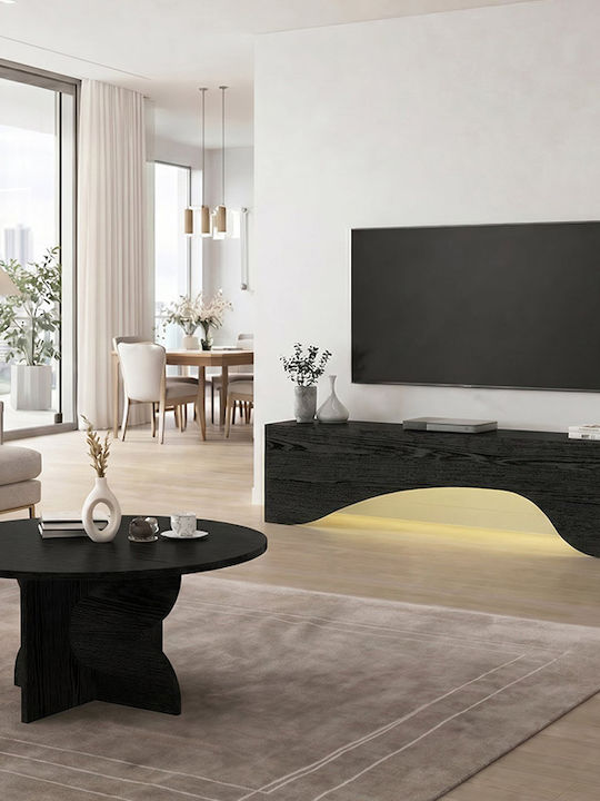 TV Stand Mara with LED Lighting Sencron Black L150xW31.4xH40cm
