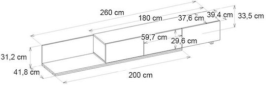 Телевизионен Мебел Enstey Sapphire Oak Д260xШ41.8xВ33.5cm