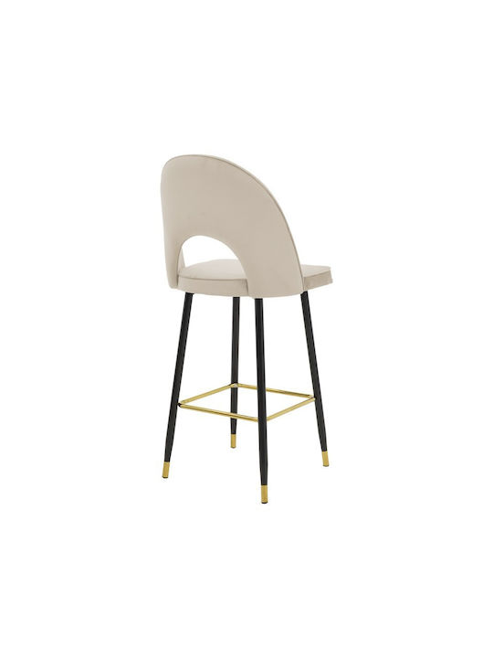 Taburet Bar cu Spătar Metalic Casenio Bej 2 Bucăți 48x50x107 cm