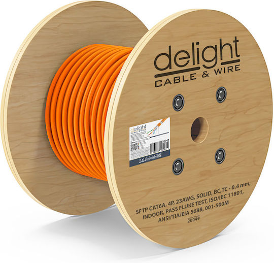 Set 500 Cat6a Sf Utp Cable 500m Solid Copper Bc 23awg 10gbps Shielded Fluke Tested Orange