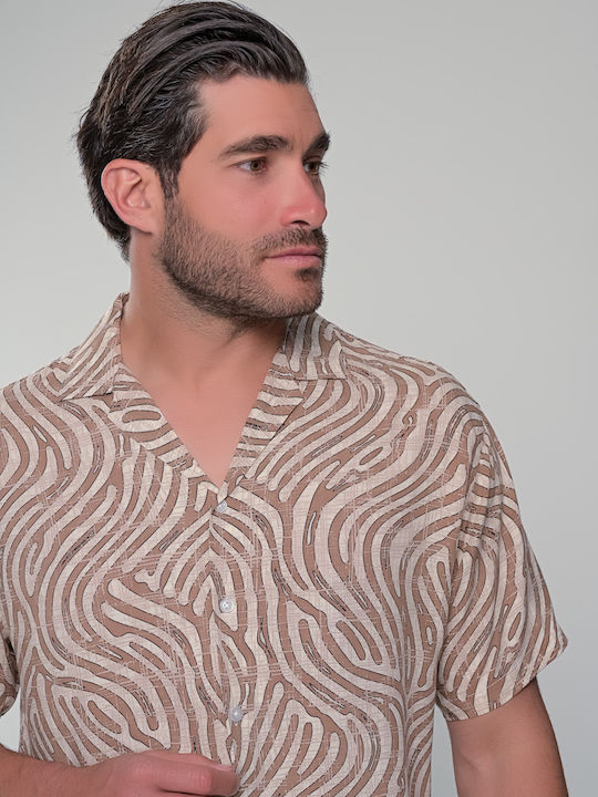 Waves Short Sleeve Shirt Beige