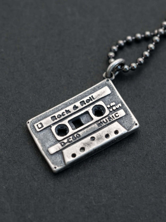 Men's Pendant Casette Handmade Silver 925 Chain Roll 50cm