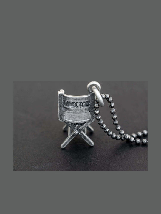 Emmanuela Handcrafted Für Euch Herren Halskette Sessel Regisseur Handgefertigt Silber 925 Kordel Technoleder 55cm