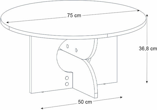 Round Side Table Mara Wooden White W75xL75xH36.8cm