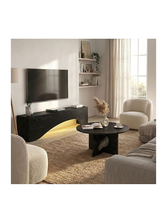 Round Side Table Mara Wooden Sencron Black W75xL75xH36.8cm