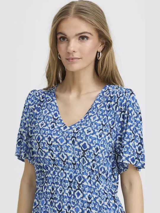 Καλοκαιρινό Midi Φόρεμα Sodalite Blue Ikat