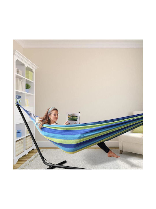 SteweHome Αιώρα Διπλή Υφασμάτινη Μπλε 260x150εκ. SteweHome Αιώρα Διπλή Υφασμάτινη Μπλε 260x150εκ.
