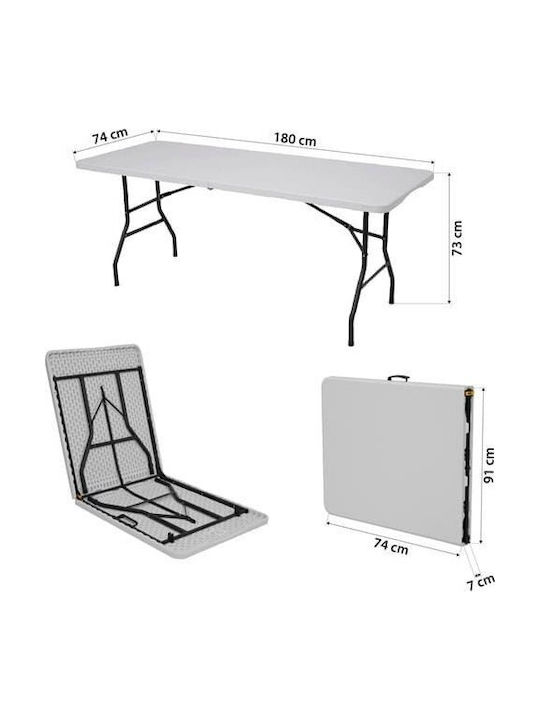 Plastic Outdoor Catering Table Foldable White 91x74x7cm