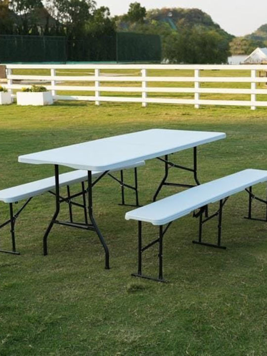 Plastic Outdoor Catering Table Foldable White 91x74x7cm