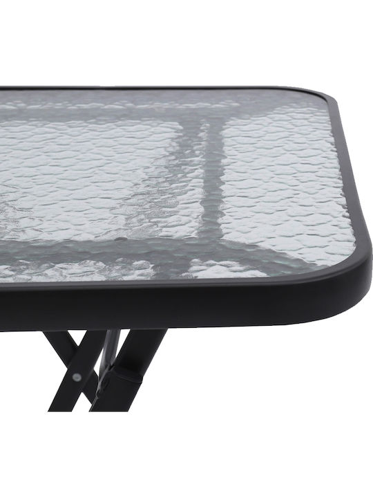 Table for Small Outdoor Spaces Foldable Metal with Glass Surface Gray 60x60x72cm