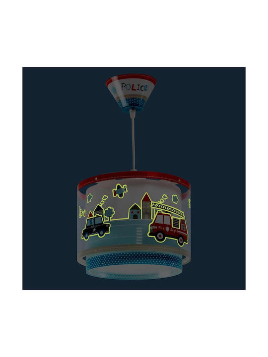 Ango Police Single-Light Kids Ceiling Pendant Light Plastic 15W E27 Light Blue