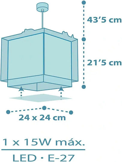 Ango Baby Single-Light Kids Ceiling Light Hanging made of Plastic 15W with E27 Base Light Blue 24x24cm