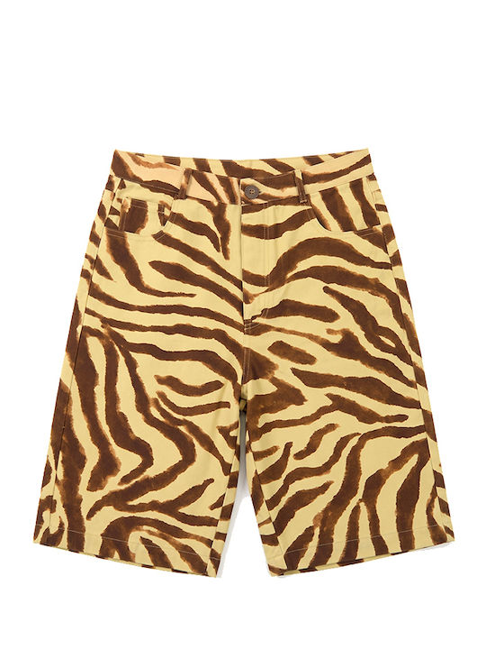 Women's Jean Bermuda Brown-Yellow