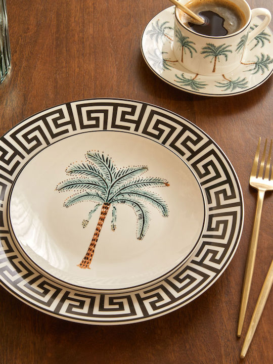 S-d Palm Dessert Plate Porcelain Green Diameter 19cm