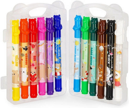 Σετ Κηρομπογιών Twist Up Teddy Friends 12 Χρώματα 8mm Legami