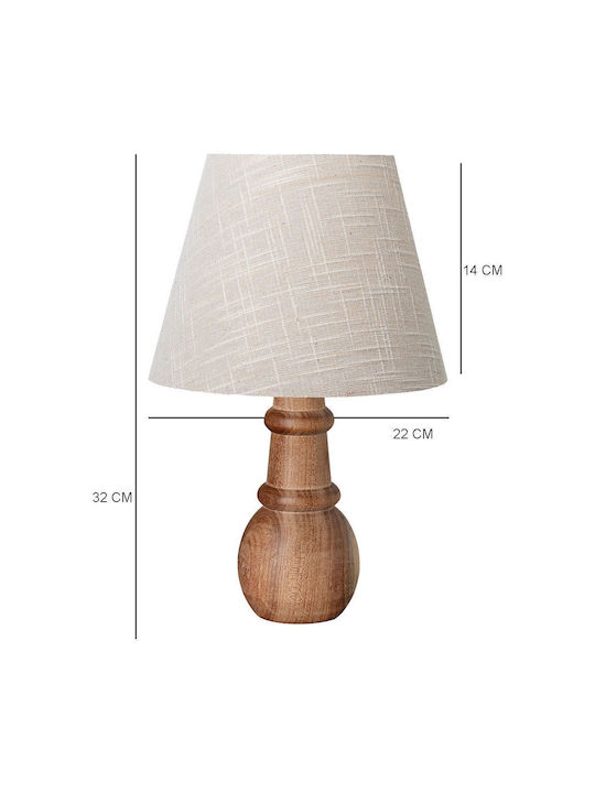 SteweHome Wooden Table Lamp LED with Beige Shade and Base
