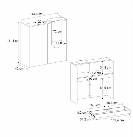 Megapap Navita Professional Reception Desk L113.6xW42xH111.8cm