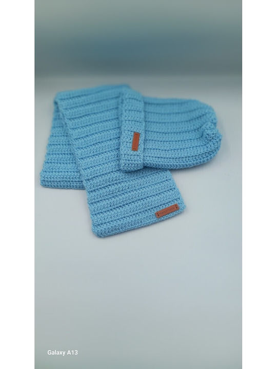 Kinder Beanie Set mit Schal Gestrickt Hellblau