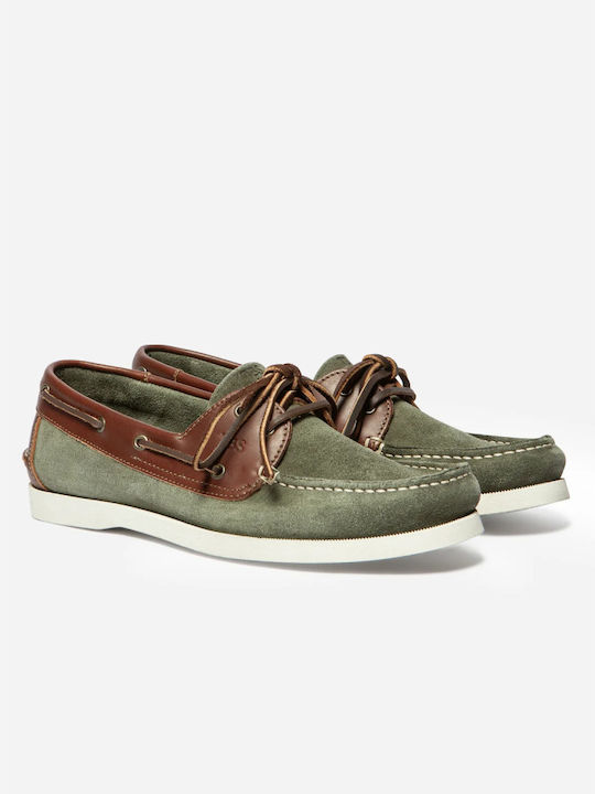 Phenis Δερμάτινα Ανδρικά Boat Shoes σε Πράσινο Χρώμα