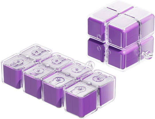 Cutie de Medicamente Flippy Model Cub Rubik Cu Curea de Agățat Dispenser Portabil de Medicamente Organizator de Pastile Estimat pentru 7 Zile 7,3 X 6 X 6 Cm Mov