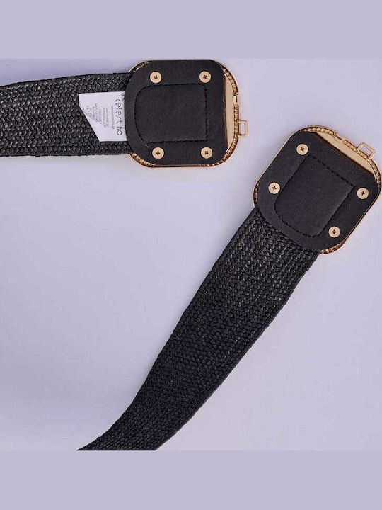 Celestino Women's Belt Embossed Buckle Black