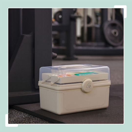 Relaxdays Cutie Pliabilă Organizator de Pastile Crem Transparent 20.5x21x30 Cm