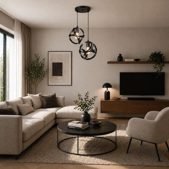 NG Santas Black Pendant Ceiling Light 30x80cm