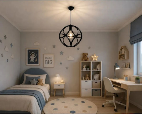 NG Santas Black Pendant Ceiling Light 38x38x80cm