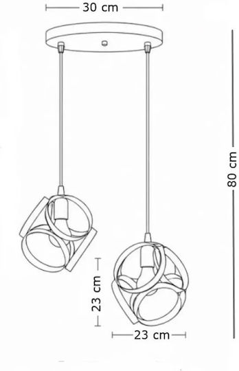 NG Santas Black Pendant Ceiling Light 30x80cm