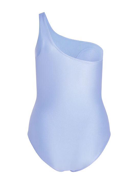Shell Badeanzug mit Einer Schulter Hellblau