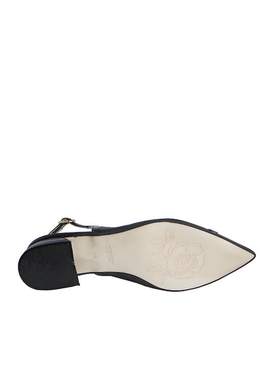 Leather Heels With Low Black Heel