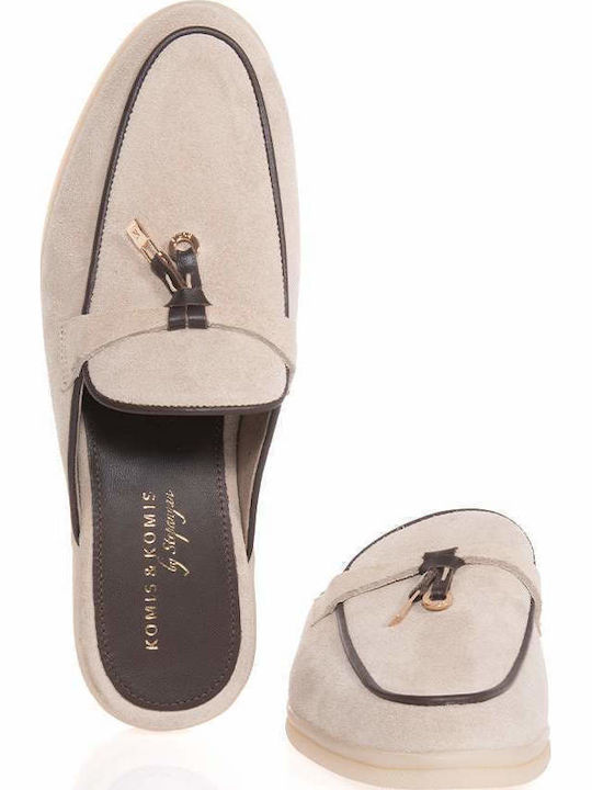 Suede Mules με Τακούνι σε Μπεζ Χρώμα