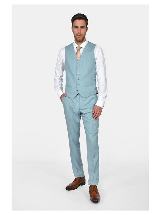 Summer Men's Suit with Vest Slim Fit Teal