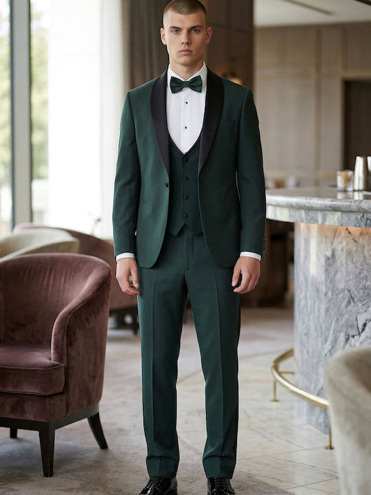 Men's Groom's Suit with Vest Green