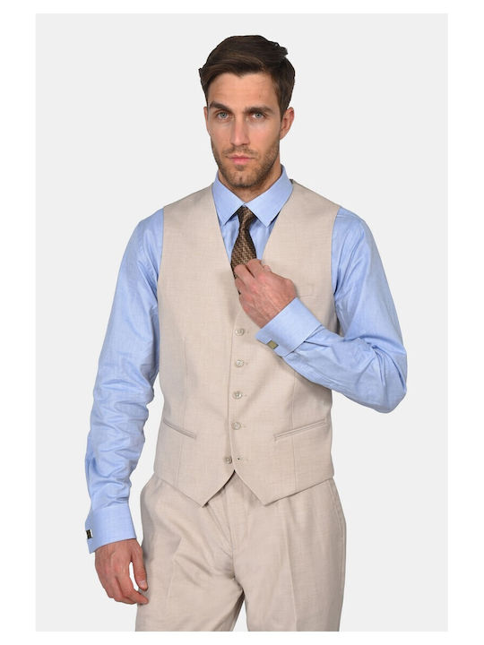 Winter Men's Suit with Vest Slim Fit Beige