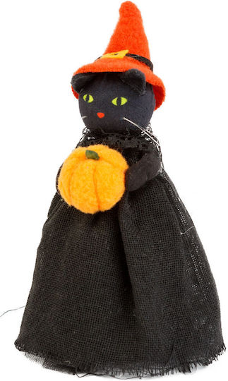 Decorațiune Halloween Fantomă Pisică Cap Dovleac 21 Cm Plastic