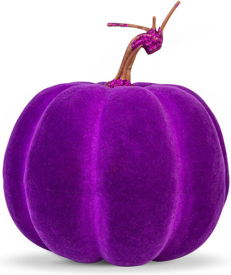 Ornament De Masă Tematic De Toamnă Halloween Dovleac Decorativ Din Spumă Mov Cu Sclipici 16,5 Cm