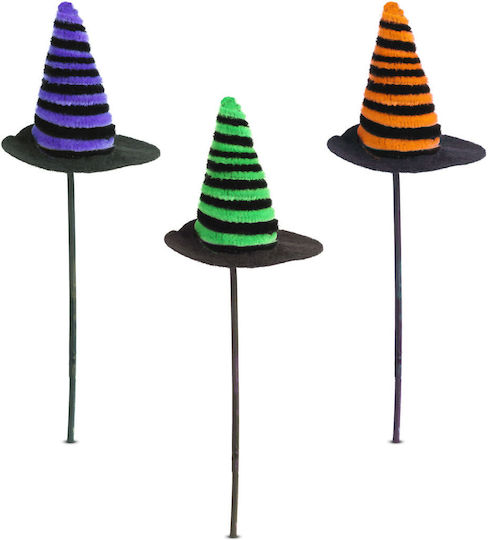 Set De Decorare Halloween 3 Pălării De Vrăjitoare Pe Țepi 20x7 Cm Plastic