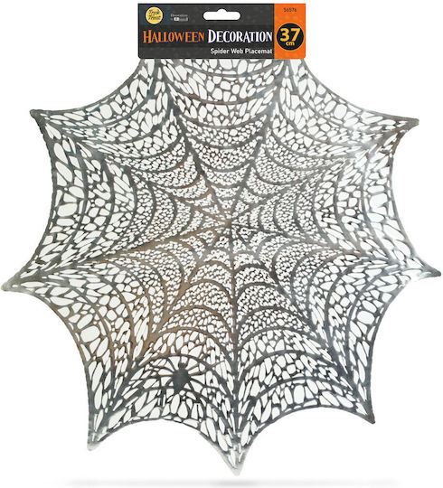 Decorațiune Halloween Suport Păianjen Argintiu Ø37 Cm Ornament De Masă Din Plastic Pânză De Păianjen