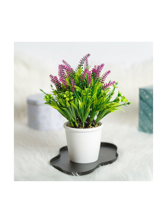 Decorative Artificial Lavender Plant 20 Cm In Pot Realistic Design Home Office Decor