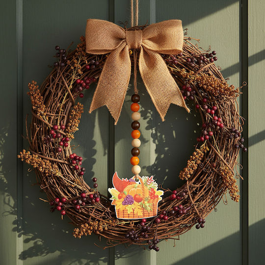Decorațiune De Toamnă 29x9 Cm Decor Din Lemn Suspendat Stil Rustic Sfoară Din Iută
