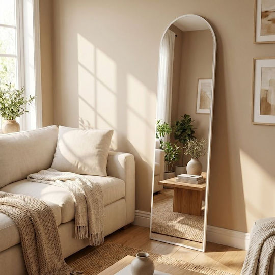 Megapap Καθρέπτης Οβάλ με Λευκό Ξύλινο Πλαίσιο 150x40cm