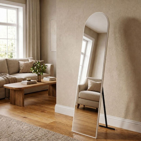 Megapap Καθρέπτης Οβάλ με Λευκό Ξύλινο Πλαίσιο 150x40cm