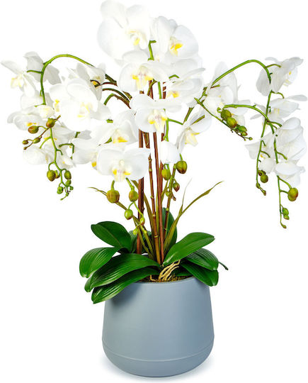 Plantă Artificială Orhidee Albă 83 Cm Premium Realistă Decor Acasă Birou Evenimente