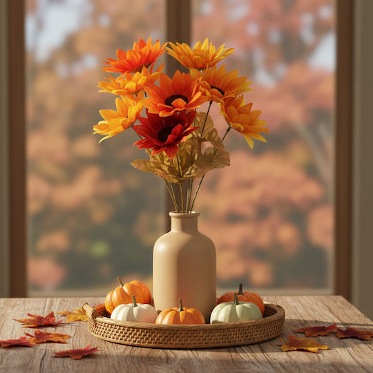 Sonnenblumen Dekoration 35 Cm Künstliche Herbstblumen 5 Köpfe Gelbe Orange Rote Farben