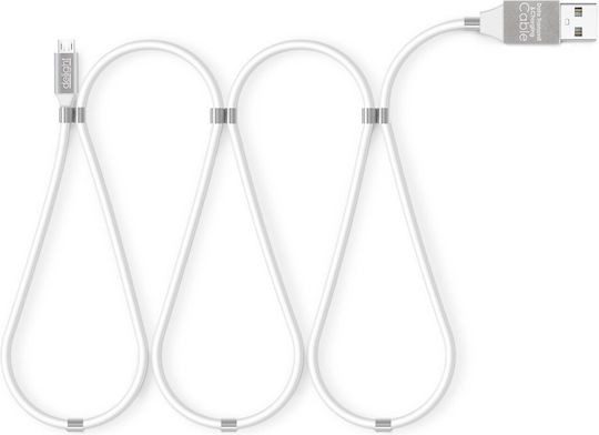 Magnetisches Micro-USB-Kabel 1,2 m 2A Lade Datenübertragung 10 Magnete Weiß
