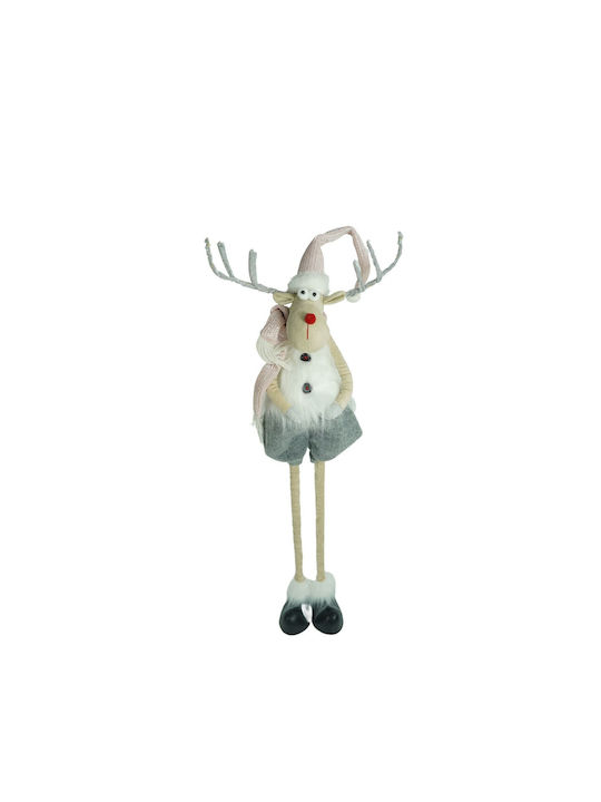 Ornament De Crăciun Reni Picioare Telescopice Alista Home Gri Alb Textil 100 Cm