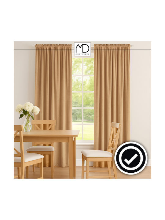 More&Deco Κουρτίνα Συσκότισης με Τρέσα Beige 140x250εκ.