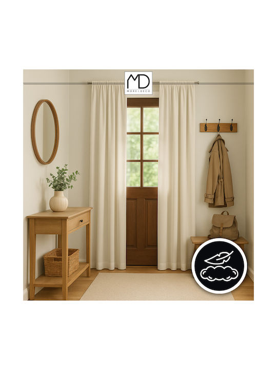 More&Deco Κουρτίνα Συσκότισης με Τρέσα Panel Cream 140x250εκ.