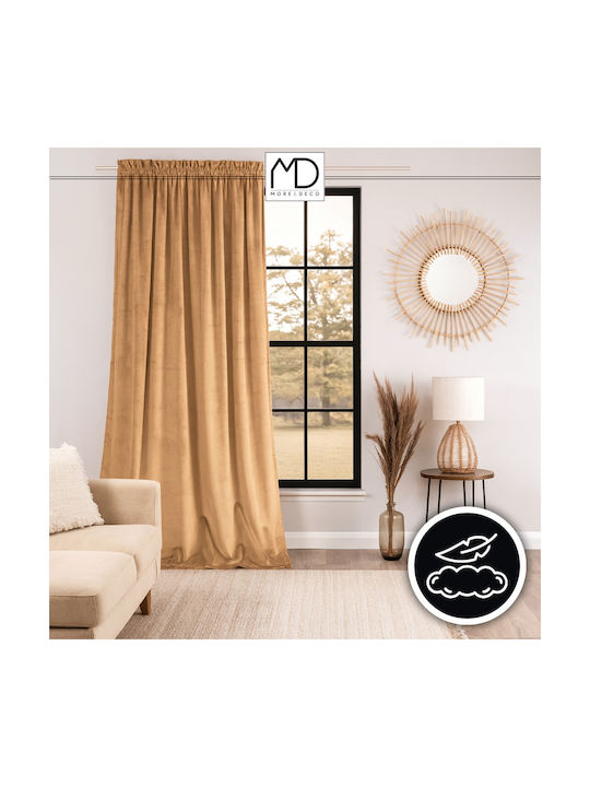More&Deco Κουρτίνα Συσκότισης με Τρέσα Beige 140x250εκ.